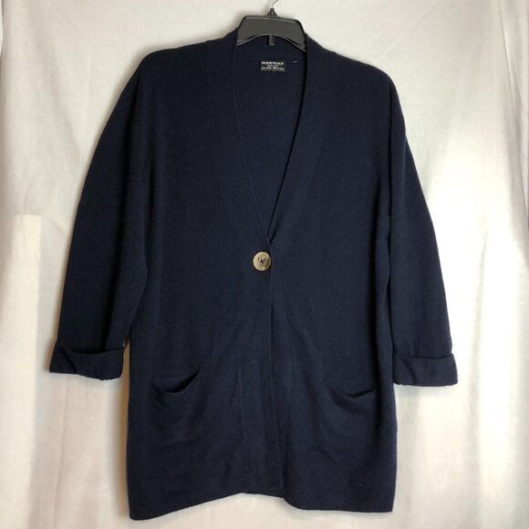 Repeat Cashmere Silver Edition Blue with button Size L. RS - Picture 1 of 7